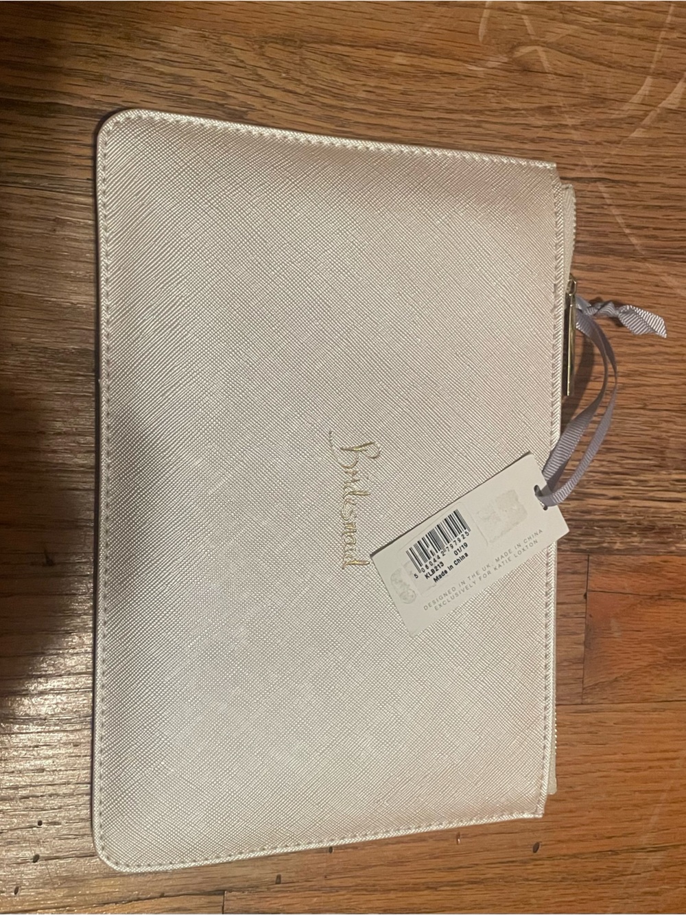 Kate Loxton London Cream Bridesmaid Cosmetic Pouch with Gold Script bag included